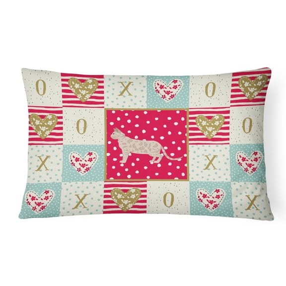 Carolines Treasures CK5562PW1216 Bengal 1 Cat Love Canvas Fabric Decorative Pillow, Red, 12H x16W, multicolor