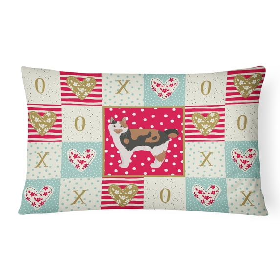 Carolines Treasures CK5594PW1216 Cymric 2 Cat Love Canvas Fabric Decorative Pillow, Red, 12H x16W, multicolor