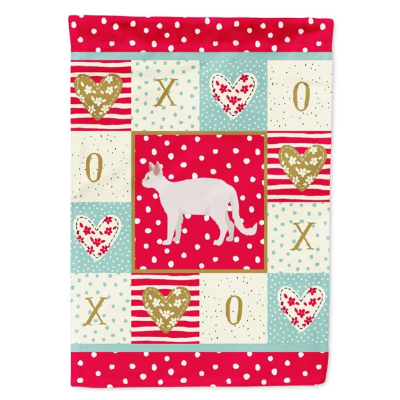 Carolines Treasures CK5596CHF White Devon Rex Cat Love Flag Canvas House Size Large multicolor