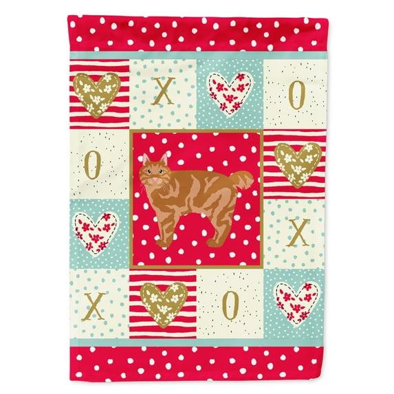 Carolines Treasures CK5634CHF Kurilian Bobtail Cat Love Flag Canvas House Size Large multicolor
