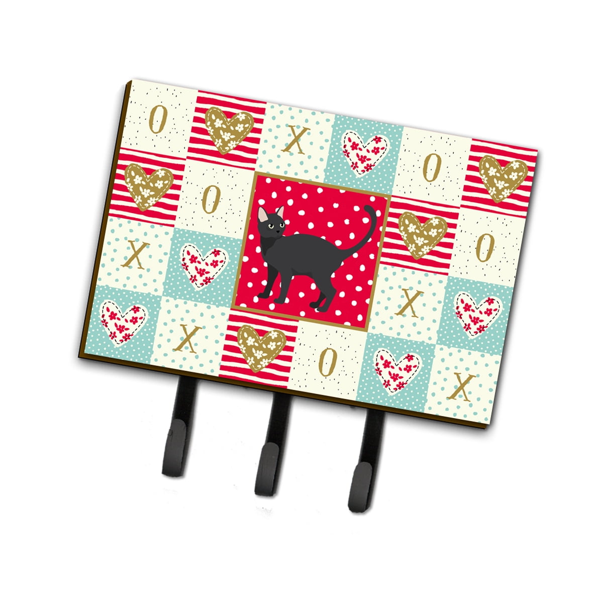 Carolines Treasures CK5645TH68 Malayan Design2 Cat Love Leash or Key Holder Red Triple Hook multicolor