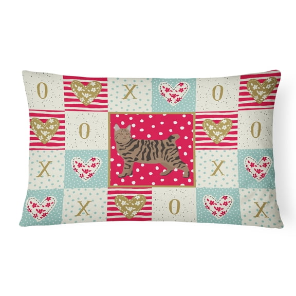 Carolines Treasures CK5680PW1216 Pixie Bob 3 Cat Love Canvas Fabric Decorative Pillow, Red, 12H x16W, multicolor