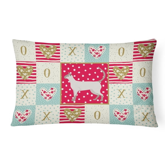 Carolines Treasures CK5704PW1216 Siamese modern 1 Cat Love Canvas Fabric Decorative Pillow, Red, 12H x16W, multicolor
