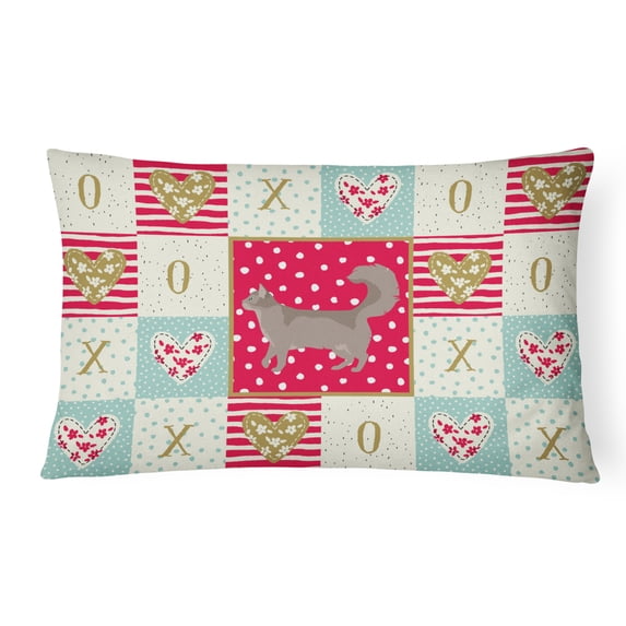 Carolines Treasures CK5717PW1216 Somali 2 Cat Love Canvas Fabric Decorative Pillow, Red, 12H x16W, multicolor