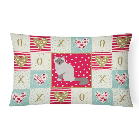 Carolines Treasures CK5742PW1216 Birman Cat Love Canvas Fabric Decorative Pillow, 12H x16W, multicolor