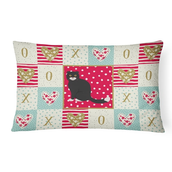 Carolines Treasures CK5763PW1216 Foldex Exotic Fold 2 Cat Love Canvas Fabric Decorative Pillow, 12H x16W, multicolor