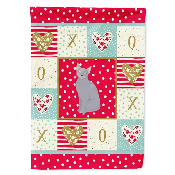 Carolines Treasures CK5782GF Russian Blue Cat Love Flag Garden Size Small multicolor