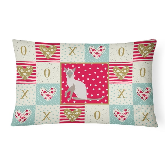 Carolines Treasures CK5786PW1216 Siamese Modern Cat Love Canvas Fabric Decorative Pillow, 12H x16W, multicolor