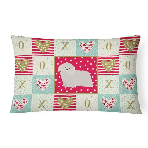 Carolines Treasures CK5824PW1216 Coton de Tulear 2 Love Canvas Fabric Decorative Pillow, Red, 12H x16W, multicolor