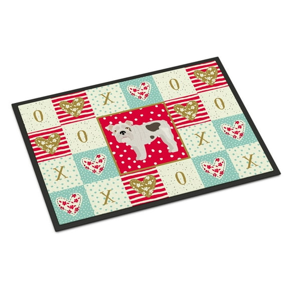 Carolines Treasures CK5831MAT English Bulldog 2 Love Door Mat Indoor Rug or Outdoor Welcome Mat 18x27 Doormat 27"L x