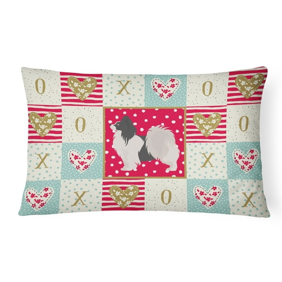 Carolines Treasures CK5872PW1216 Papillon 2 Love Canvas Fabric Decorative Pillow, Red, 12H x16W, multicolor