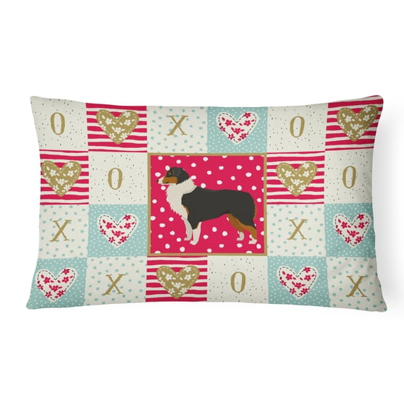 Carolines Treasures CK5906PW1216 Australian Shepherd Love Canvas Fabric Decorative Pillow, 12H x16W, multicolor