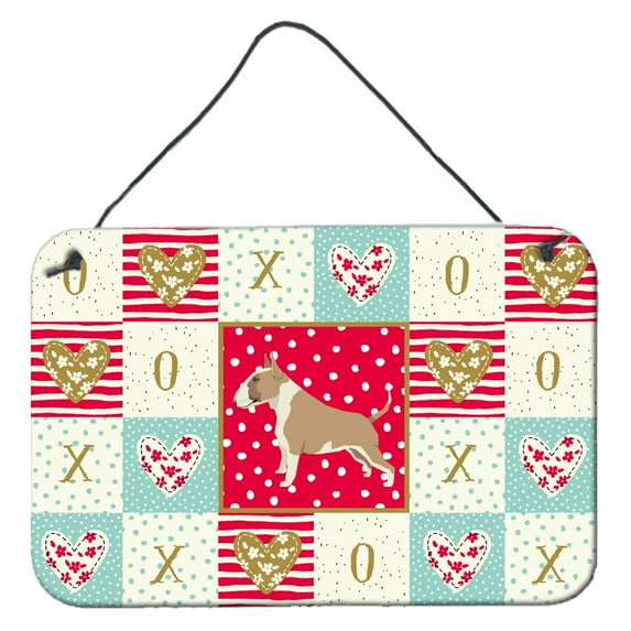 Carolines Treasures CK5918DS812 Fawn and White Bull Terrier Love Wall or Door Hanging Prints 8x12 multicolor