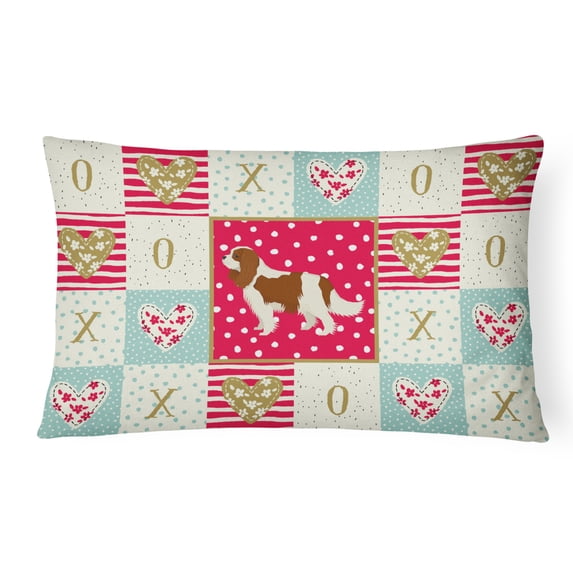 Carolines Treasures CK5919PW1216 Cavalier Spaniel Love Canvas Fabric Decorative Pillow, 12H x16W, multicolor