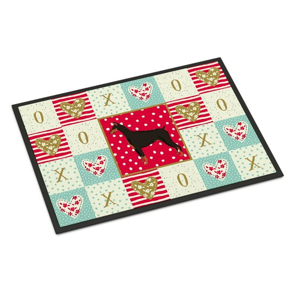 Carolines Treasures CK5925JMAT Doberman Pinscher Love Door Mat Indoor Rug or Outdoor Welcome Mat 24x36 Doormat 36"L x