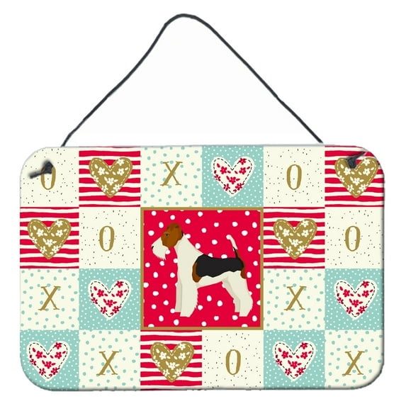 Carolines Treasures CK5928DS812 Fox Terrier Love Wall or Door Hanging Prints 8x12 multicolor