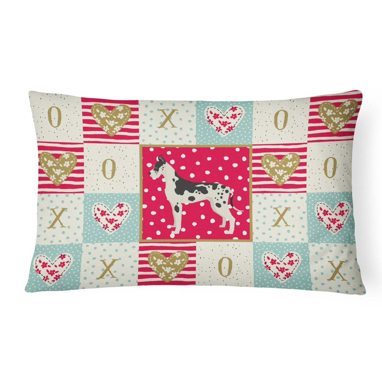 Carolines Treasures CK5932PW1216 Great Dane Love Canvas Fabric Decorative Pillow, 12H x16W, multicolor