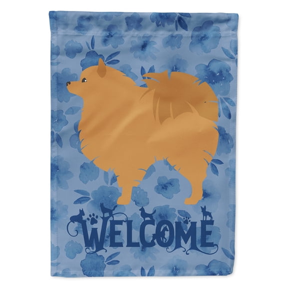 Pomeranian Welcome Flag Canvas House Size