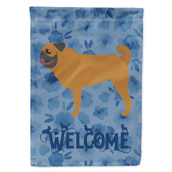 Carolines Treasures CK6174GF Pug Welcome Flag Garden Size Small multicolor