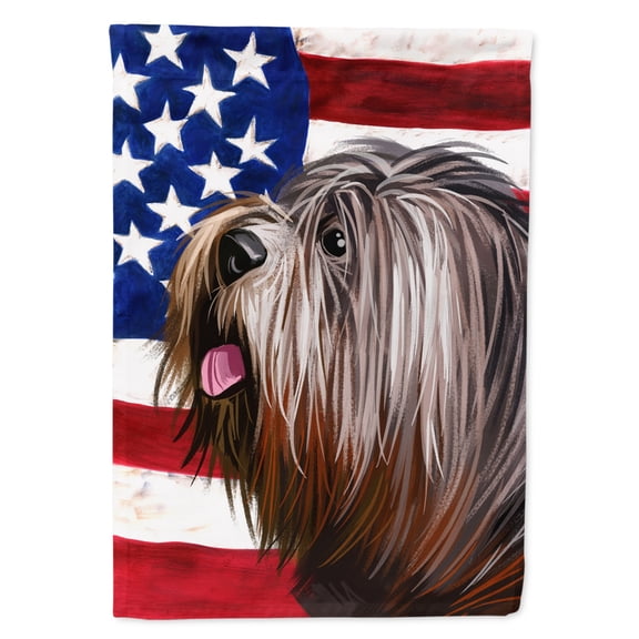 Schapendoes American Flag Flag Canvas House Size