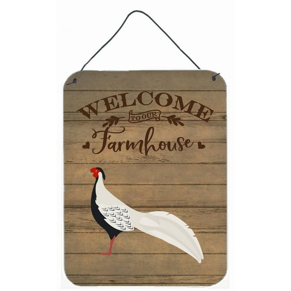 Caroline's Treasures CK6873DS1216 Silver Pheasant Welcome Wall or Door Hanging Prints, 12x16, multicolor