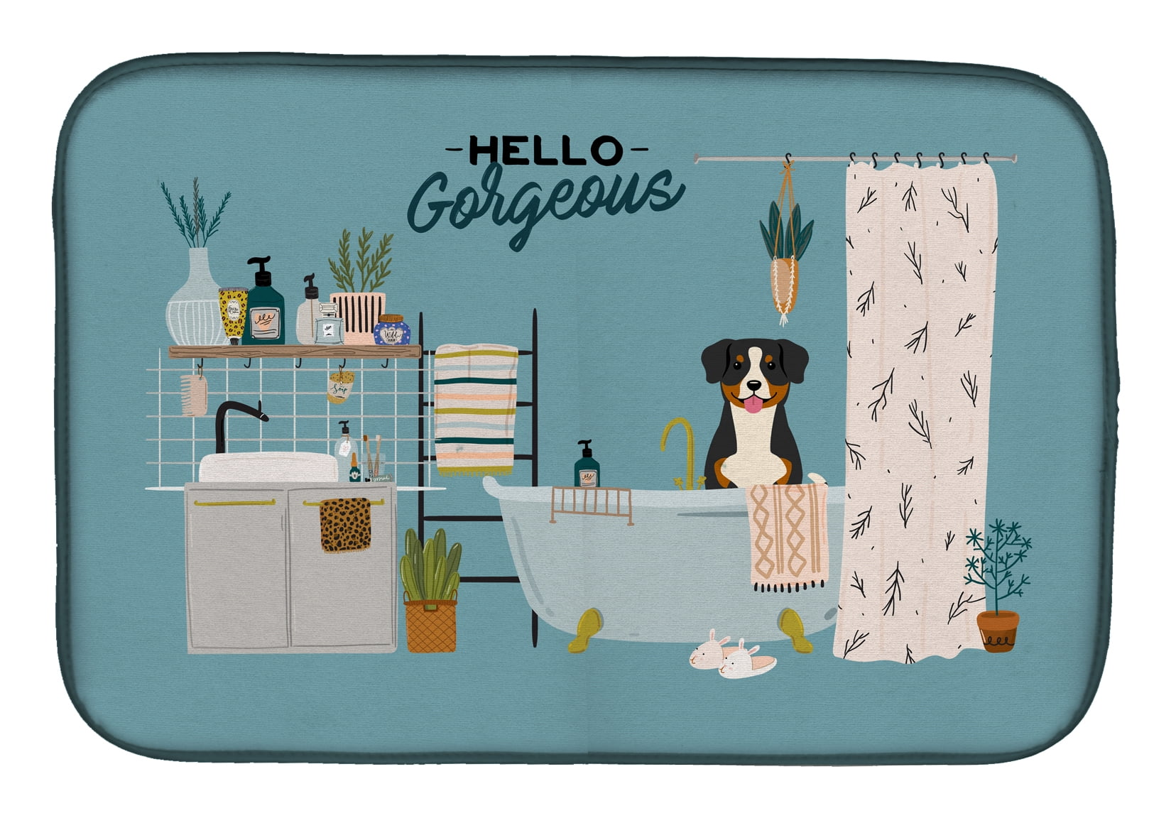 Entlebucher in Bathtub Dish Drying Mat
