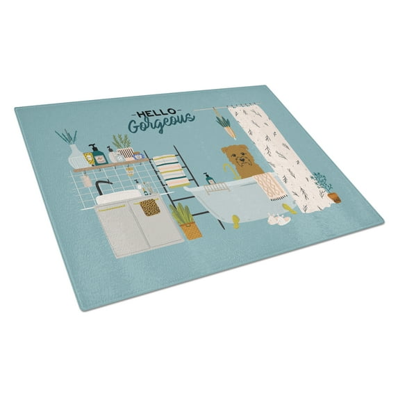 Carolines Treasures CK7482LCB Tan Glen of Imal in Bathtub Glass Cutting Board Large 12H x 16W multicolor