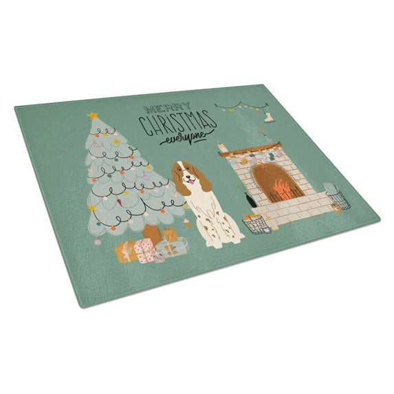 Carolines Treasures CK7594LCB Russian Spaniel Christmas Everyone Glass Cutting Board Large 12H x 16W multicolor