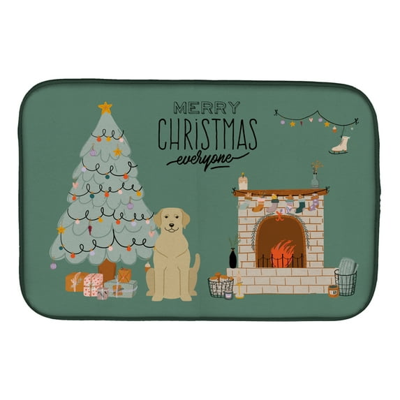 Carolines Treasures CK7618DDM Yellow Labrador Christmas Everyone Dish Drying Mat 14 x 21" multicolor