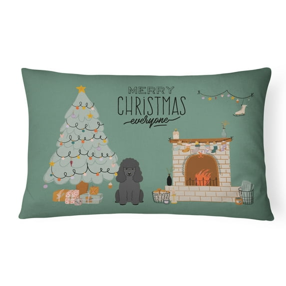 Carolines Treasures CK7634PW1216 Black Poodle Christmas Everyone Canvas Fabric Decorative Pillow 12H x16W multicolor