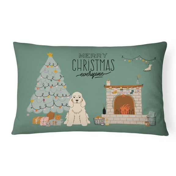 Carolines Treasures CK7657PW1216 Buff Cocker Spaniel Christmas Everyone Canvas Fabric Decorative Pillow 12H x16W