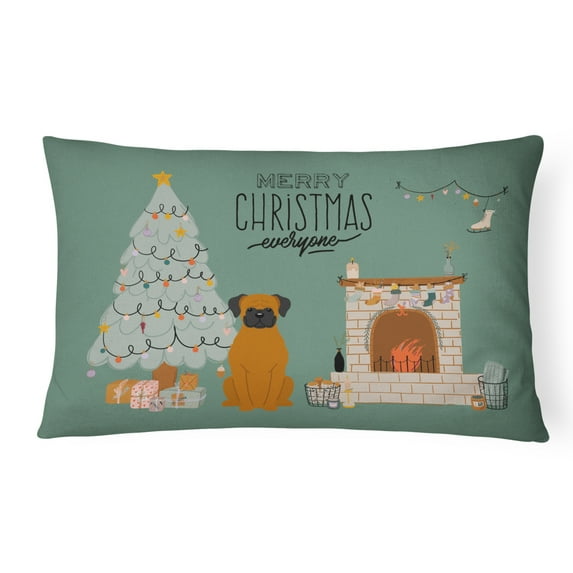 Carolines Treasures CK7678PW1216 Fawn Boxer Christmas Everyone Canvas Fabric Decorative Pillow 12H x16W multicolor