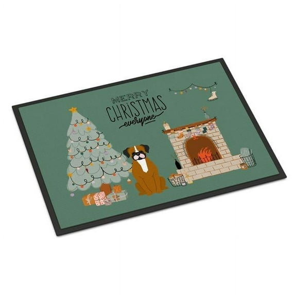 Carolines Treasures CK7679JMAT 24 x 36 in. Flashy Fawn Boxer Christmas Everyone Indoor or Outdoor Mat