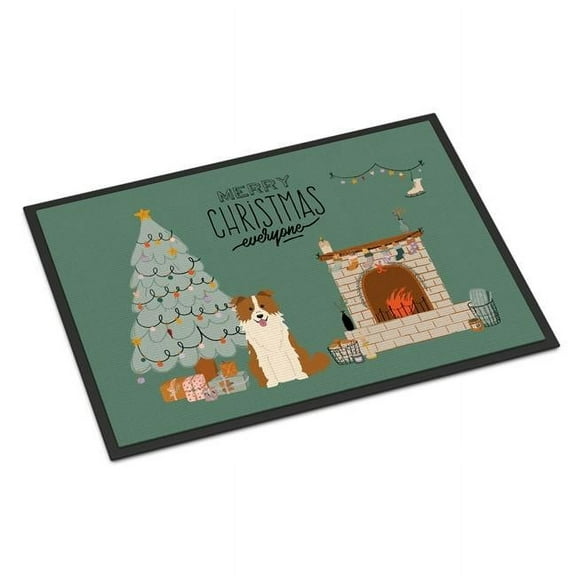 Carolines Treasures CK7682MAT 18 x 27 in. Red White Border Collie Christmas Everyone Indoor or Outdoor Mat