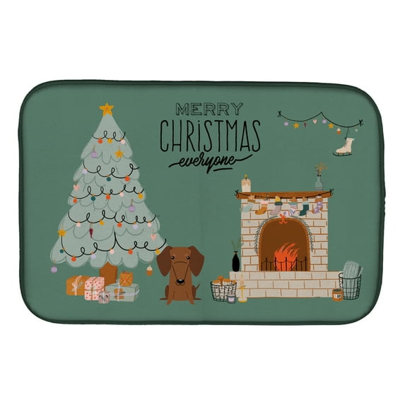 Carolines Treasures CK7693DDM Red Brown Dachshund Christmas Everyone Dish Drying Mat 14 x 21" multicolor