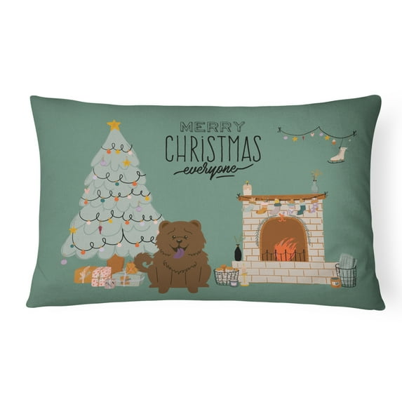 Carolines Treasures CK7704PW1216 Chocolate Chow Chow Christmas Everyone Canvas Fabric Decorative Pillow 12H x16W
