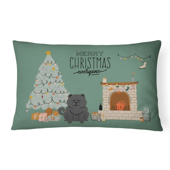 Carolines Treasures CK7706PW1216 Black Chow Chow Christmas Everyone Canvas Fabric Decorative Pillow 12H x16W multicolor