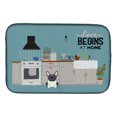 thumbnail image 1 of Black White French Bulldog Kitchen Scene Dish Drying Mat, 1 of 7
