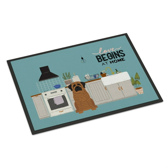 Brindle Mastiff Kitchen Scene Indoor or Outdoor Mat 24x36 CK7719JMAT