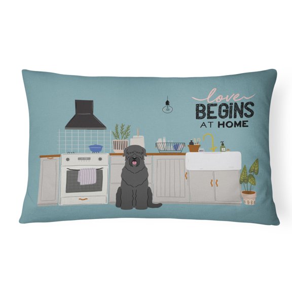 Carolines Treasures CK7730PW1216 Black Russian Terrier Kitchen Scene Canvas Fabric Decorative Pillow 12H x16W multicolor