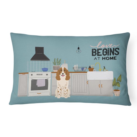 Carolines Treasures CK7735PW1216 Russian Spaniel Kitchen Scene Canvas Fabric Decorative Pillow 12H x16W multicolor