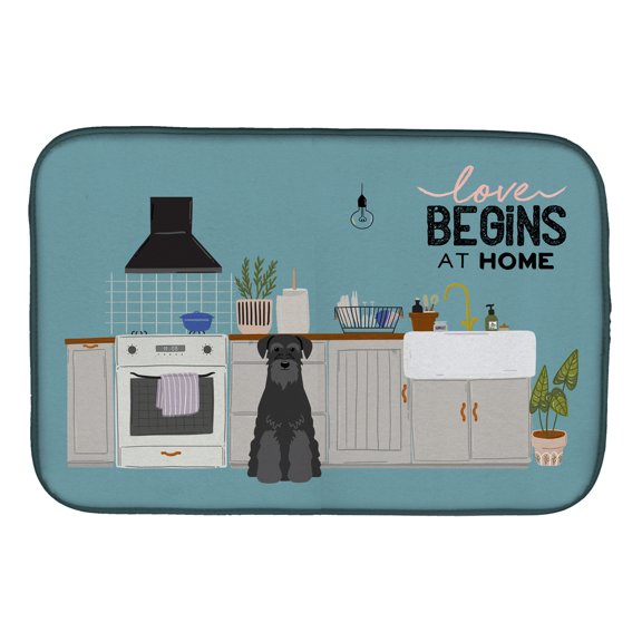 Carolines Treasures CK7736DDM Black Standard Schnauzer Kitchen Scene Dish Drying Mat 14 x 21" multicolor