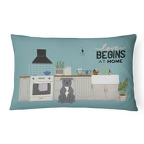 Carolines Treasures CK7750PW1216 Blue Staffordshire Bull Terrier Kitchen Scene Canvas Fabric Decorative Pillow 12H x16W