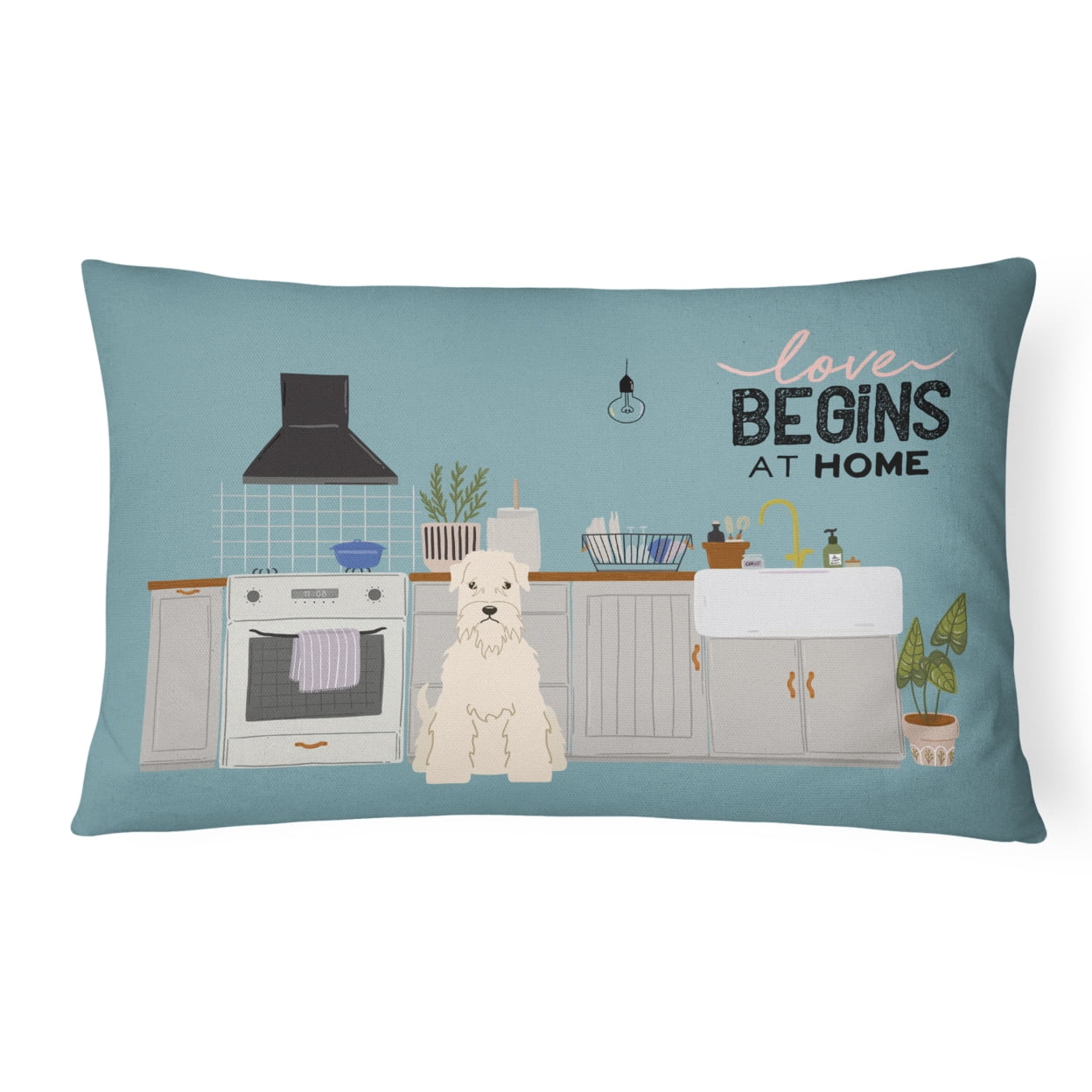 Carolines Treasures CK7765PW1216 Soft Coated Wheaten Terrier Kitchen Scene Canvas Fabric Decorative Pillow 12H x16W