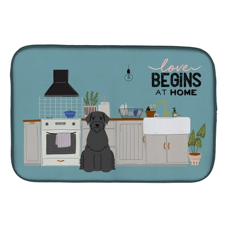 Giant Schnauzer Kitchen Scene Dish Drying Mat