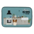 thumbnail image 1 of Red White Papillon Kitchen Scene Dish Drying Mat, 1 of 7