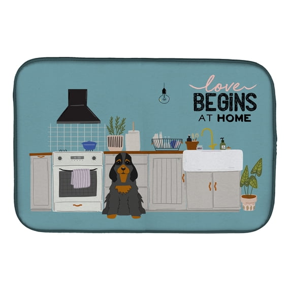 Carolines Treasures CK7797DDM Black Tan Cocker Spaniel Kitchen Scene Dish Drying Mat 14 x 21" multicolor