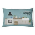 thumbnail image 1 of Carolines Treasures CK7806PW1216 Tan Pekingese Kitchen Scene Canvas Fabric Decorative Pillow 12H x16W multicolor, 1 of 4