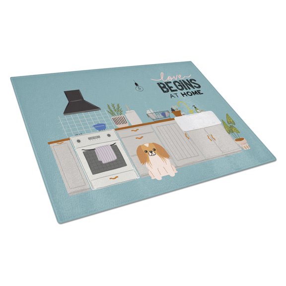 Carolines Treasures CK7807LCB Red White Pekingese Kitchen Scene Glass Cutting Board Large 12H x 16W multicolor