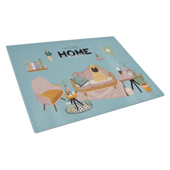 Carolines Treasures CK7852LCB Brown Pug Sweet Home Glass Cutting Board Large 12H x 16W multicolor